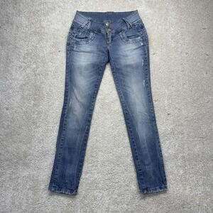 Republica Jeans Womens 38- 4/6 Blue Low Rise Skinny Medium Wash Distressed Denim